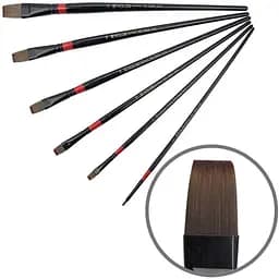 Пензель синтетика плоска Red stripe 1018 №14 довга ручка Kolos