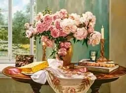 Алмазна мозаїка на підрамнику Квіти на столі 40×50 см 71253_BGLE