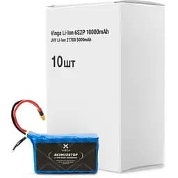 Акумуляторний блок Vinga Li-Ion 6S2P 10000 mAh коробка 10 шт (JHY Li-Ion 21700 5000 mAh) (V6S2P-10PCS-10000 mAh)