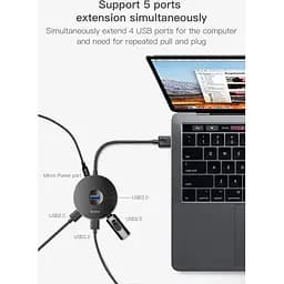 USB-хаб Baseus Round Box 4-Port USB-C Black 0.1м (CAHUB-G01) [77933] - мініатюра 6