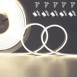 Неонова світлодіодна стрічка JOYLIT 24 В, 5 м, натуральний білий, 6500 K, IP67 Водонепроникна, 4 x 10 мм Тонка бічна смуга