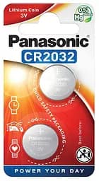 Литиевые батарейки Panasonic 3V CR 2032 Lithium, 2 шт. (CR-2032EL/2B)