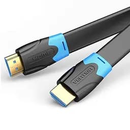 Плоский кабель HDMI Vention HDMI 2.0 кабель PVC Upgrade черный в оплетке 0.5 м (AAKBD)