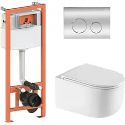 Набір Q-tap Nest 4 в 1 підвісний унітаз Taurus Ultra Quiet 490x360x380 + комплект інсталяції QT2433084EUQW46152