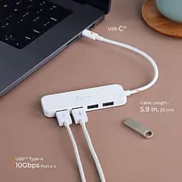 USB-Хаб j5create JCH341EW-N USB-C на 4 USB-A, Білий (JCH341EW-N) - мініатюра 6