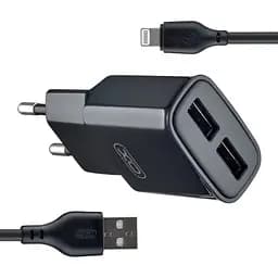 Сетевое зарядное устройство для XO L92C EU dual 2.4A Charger with Lightning cable ( NB103 ) Черный