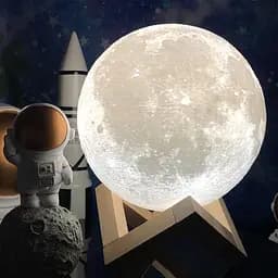 Місячний світильник 18 см, ACED 3D нічник із дерев'яною підставкою, дитячий нічник, сенсорне та дистанційне керування - мініатюра 5