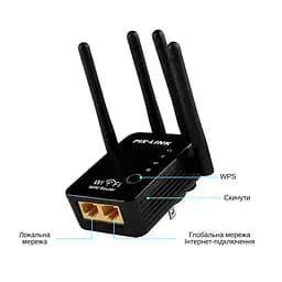 Ретранслятор-маршрутизатор Pix-Link X300R4 300Мбіт/с 2.4 ГГц Чорний (XNDWSW021403B 4326) - мініатюра 4