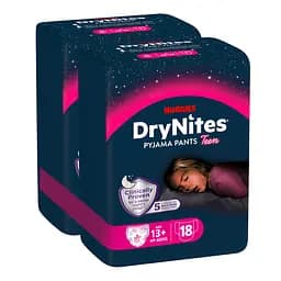 Подгузники-трусики для девочек Huggies DryNites 13+ (49-60 кг) 18 шт.(2 х 9 шт.)