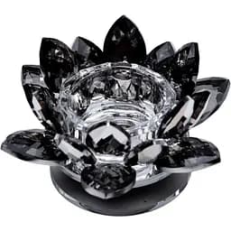 Подсвечник HP-4-92 крутящийся лотос стеклянный на одну свечу 11 x 11 x 6 см Серый