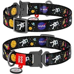 Нашийник для собак Waudog Nylon NASA, з QR паспортом, металева пряжка-фастекс, L, 31-49х2,5 см - мініатюра 3