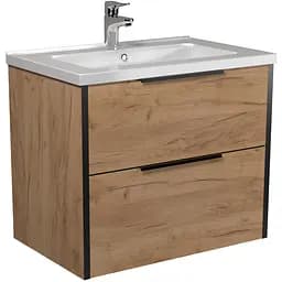 Тумба Мойдодир Line Craft 70 з умивальником Rodeo 70 дуб крафт/Чорний