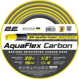 Шланг садовий AquaFlex Carbon 1/2" 20м 4 шари 20бар -10…+60°C 2E sad0001795 - мініатюра 2