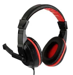 Ігрові навушники Kebidu для ПК з мікрофоном (Чорні з червоним)