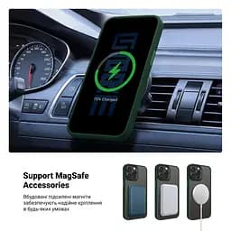 Чехол для Apple iPhone 15 Pro Max, Uniq MagCase, зеленый, противоударный, панель-накладка с MagSafe, ударопрочный TPU+PC, с магнитом MagSafe, поддержка полноценной беспроводной зарядки, ArmorStandart (ARM75321) - мініатюра 4