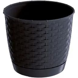 Горщик для квiтiв Prosperplast Ratolla круглий з пiдставкою, 250 мм, антрацит (70766-433)