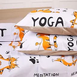 Простирадло MirSon Ranforce Elite 17-0621 Yoga Cat Orange 220х150 см (2200008195168) - мініатюра 3