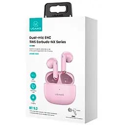 Навушники Bluetooth Usams TWS NX10 бездротові 35 / 320mAh 5h рожеві - мініатюра 4