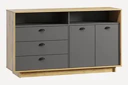 Тумба-Комод Moreli Kuba FK-0002 с ящиками и дверцами 1580х900х450мм Дуб Аппалачи/Антрацит