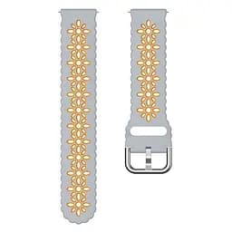 Браслет Flower для Samsung Galaxy Watch 42mm - сіро-жовтогарячий ширина кріплення 20мм силікон Watchbands (W38-6WB57071019) - мініатюра 3