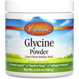 Глицин в порошке Carlson Glycine Powder Free Form Amino Acid свободная форма аминокислоты 100 г