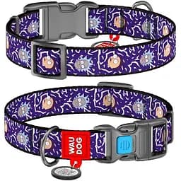 Нашийник для собак Waudog Nylon нейлоновий з QR паспортом малюнок Рік та Морті 2 Розмір S