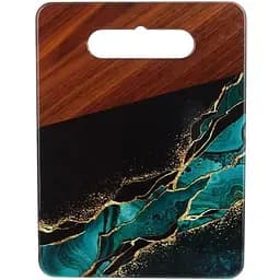 Подставка под горячее BonaDi керамическая на пробковой основе 15х20 см зеленый мрамор с деревом (858-701)