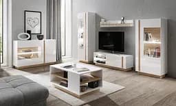 Вітрина висока Perfect Home Арко / Arco 1-дверна 1D1W/60 Білий глянець/дуб грандсон (PFH-091029) - мініатюра 7