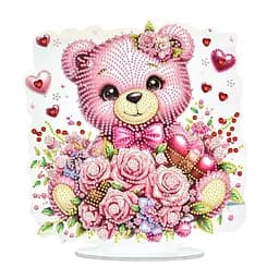 Алмазная мозаика Strateg ПРЕМИУМ Нежный мишка на подставке размером 25х25 см (YKLZ15263)