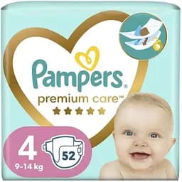 Подгузники Pampers Premium Care Размер 4 (9-14 кг) 52 шт