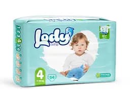 Підгузки дитячі Lody Baby Air maxi 4 (7-18 кг) Jumbo 54 шт. дихаючі на липучках