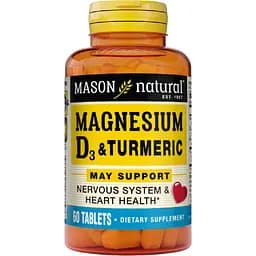 Магний Mason Natural с витамином D3 и куркумой 60 таблеток
