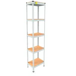 Металевий стелаж Emby Light Series (розмір 2100х450x300мм) 5 полиць ДСП до 100кг Білий