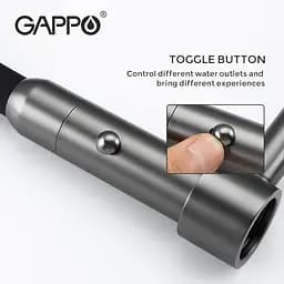 Змішувач для кухні Gappo G4398-51 з гнучким виливом, 2 режими, чорний, Чорний матовий - мініатюра 6