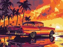 Набор для росписи по номерам Ретро закат, Ideyka, 30x40 см, КНО6389