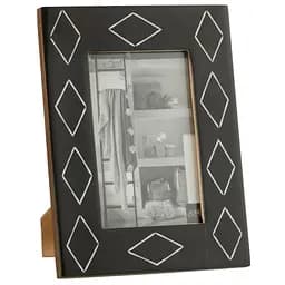Фоторамка J-Line зі смоли та дерева з ромбами 10х15 см чорна (30211)