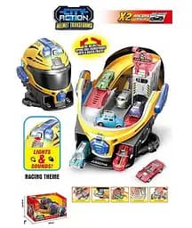 Гараж-Трек ШОЛОМ, подсветка, аудиоэффекты сирен, механический подъемник, 35x22x19 см, SK639SA