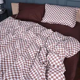 Комплект постільної білизни MisSon Сатин 22-1369 Classic Checkers 200х220 см коричневий (2200010473704)