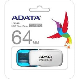 USB флеш накопичувач ADATA 64GB AUV 240 White USB 2.0 (AUV240-64G-RWH) - мініатюра 3