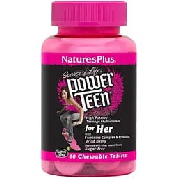 Мультивитамины для девочек NaturesPlus Power Teen Лесные ягоды 60 жевательных таблеток
