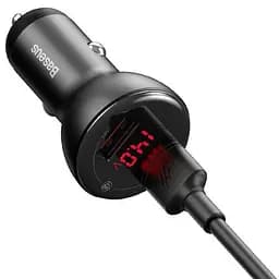 Автомобільний зарядний пристрій Baseus Digital Display 2USB 45W CCBX-B0G Grey - мініатюра 3