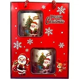 Набор новогодний С Рождеством керамическая Чашка 2 шт и ложечка 2 шт 200 мл Красный