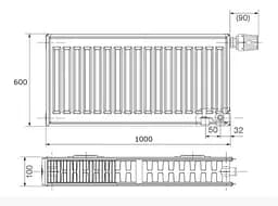 Радіатор сталевий Korado 22VK 600x1000 мм нижнє підключення Білий 30412 - мініатюра 2