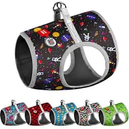 Шлейка для собак мягкая Waudog Clothes с QR паспортом рисунок NASA S2 В 46-50 см С 43-45 см