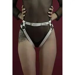 Гартери Feral Feelings - Belt Briefs, трусики, натуральна шкіра, Білий