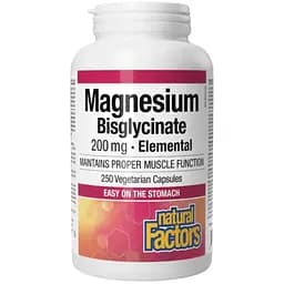 Дієтична добавка Natural Factors Magnesium Bisglycinate 200 мг 250 вегетаріанських капсул