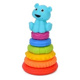 Детская игрушка "Пирамидка Тигренок" Bambi 638-112(Turquoise) 18,5 см, 6 колец