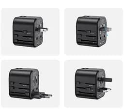 МЗП USAMS US-CC173 T55 12W Dual USB Universal Travel Charger (US/AU/EU/UK) Black - мініатюра 3
