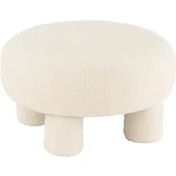 Пуф J-line круглый на ножках из ткани букле Бельгия 28х52 см белого цвета (38653)