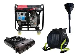 Дизельний генератор MAST GROUP + газова плитка Orcamp CK-505 + електричний обігрівач Gardyer HE2000 та лійка (KYH11000AE)